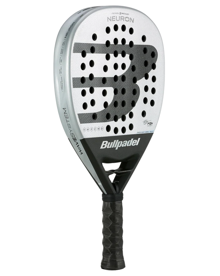 A image of Bullpadel Padel Racket Neuron 2025 from the view of the left of the racket. 