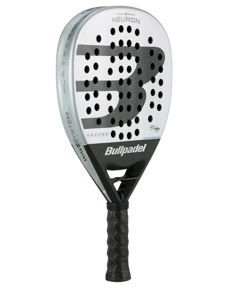 A image of Bullpadel Padel Racket Neuron 2025 from the view of the left of the racket. 